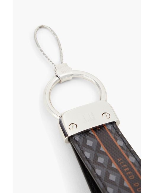 Dunhill White Printed Textured-leather Keychain for men