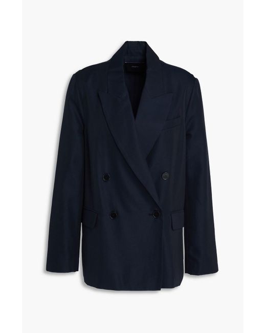 Joseph Blue Jaden Double-breasted Silk And Cotton-blend Blazer