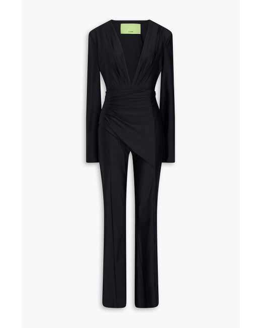 GAUGE81 Black Rosaria Draped Satin-Jersey Jumpsuit