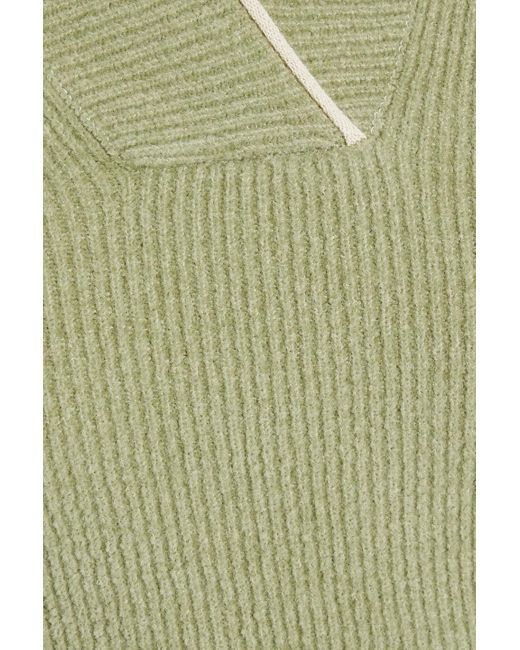 Jacquemus Green Cutout Cotton-blend Corduroy Polo Shirt