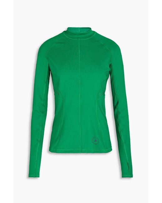Adidas By Stella McCartney Green Oberteil aus stretch-jersey mit logoprint