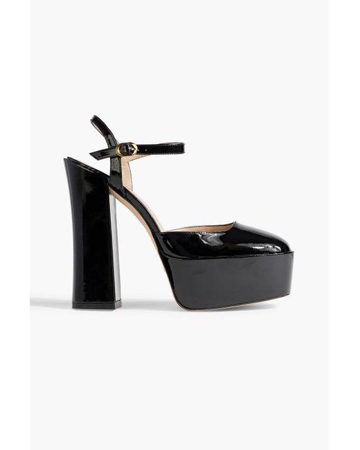 Stuart Weitzman Black Sky High 145 Patent-leather Platform Pumps