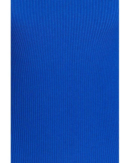 Diane von Furstenberg Blue Ribbed Wool-blend Top