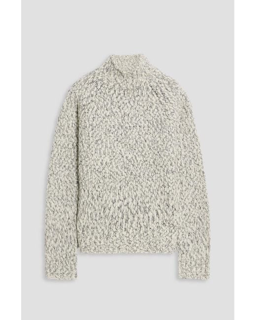 Vince White Bouclé-Knit Wool-Blend Turtleneck Sweater