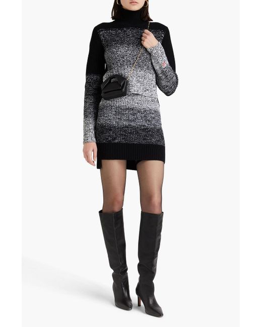 Victoria Beckham Black Mélange Wool Turtleneck Sweater