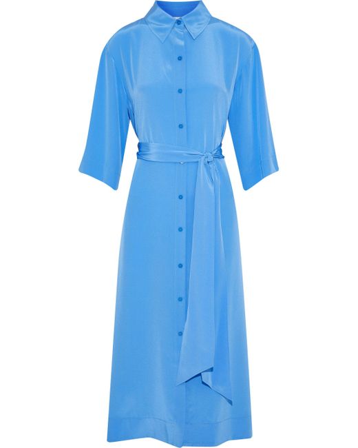Silk mid-length dress Louis Vuitton Blue size 40 FR in Silk - 38456794
