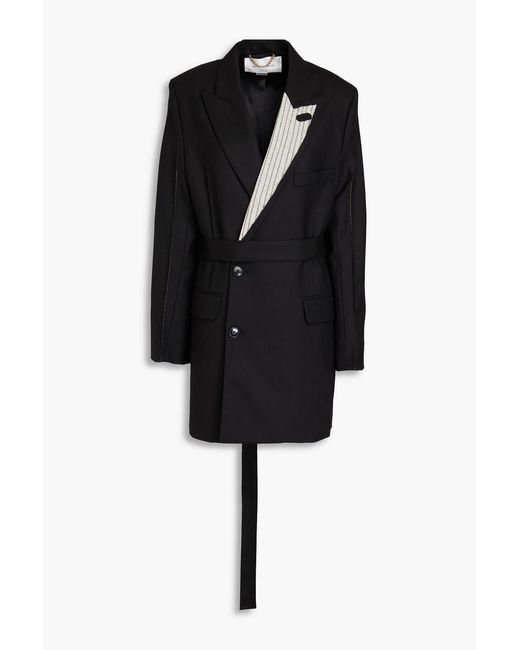 Victoria Beckham Black Double-breasted Embroidered Twill Blazer