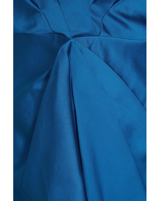 Jonathan Simkhai Blue Giana robe aus glänzendem crêpe mit rüschen