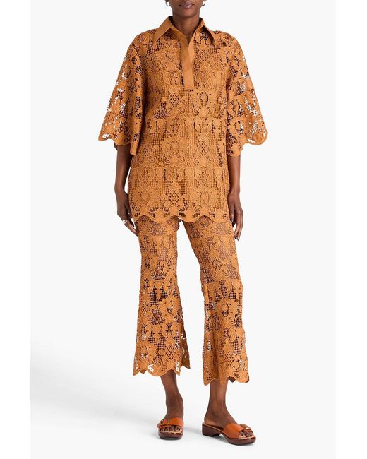 Zimmermann Orange Macramé Lace Tunic