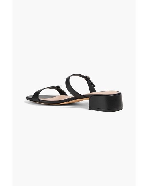 Stuart Weitzman Black Ginger Leather Mules