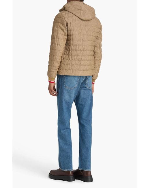Herno Natural Quilted Linen-Canvas Hooded Down Jacket for men