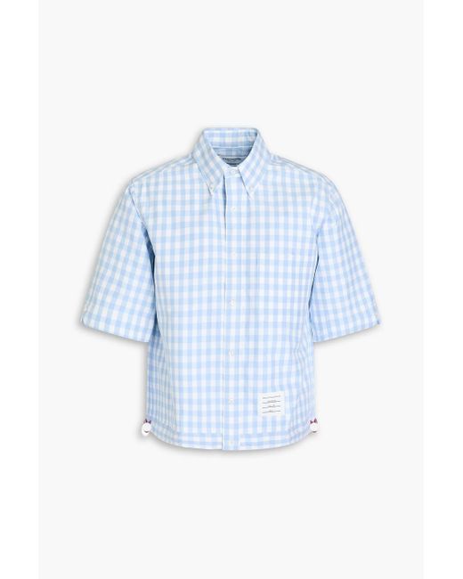 Thom Browne Hemd aus popeline aus einer baumwollmischung mit gingham-karo in Blue für Herren