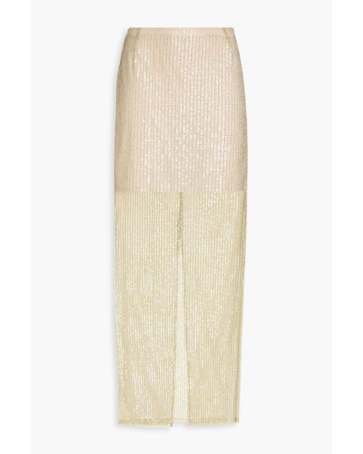 REMAIN Birger Christensen Natural Sequined Tulle Maxi Skirt