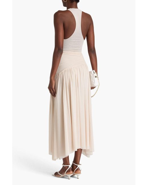 Philosophy Di Lorenzo Serafini Natural Gathered Mesh Midi Skirt