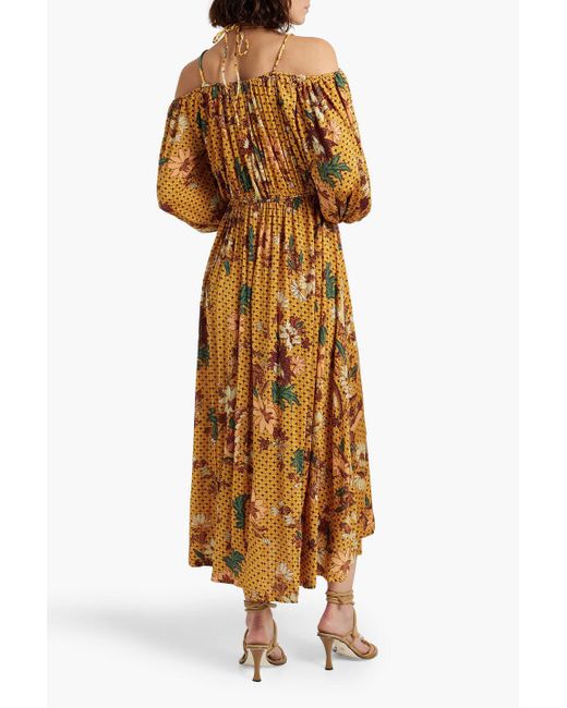 Ulla Johnson Metallic Noemi bedrucktes midikleid aus stretch-jersey mit cut-outs