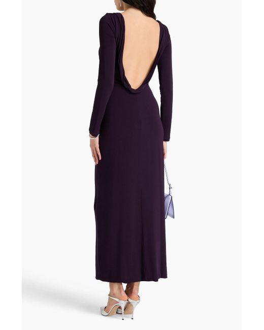 Giorgio Armani Blue Wrap-effect Jersey Maxi Dress