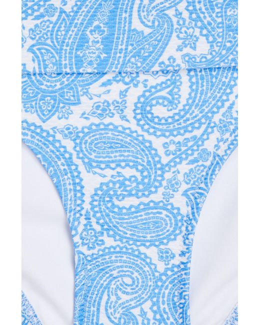 Heidi Klein Blue Paisley-print Stretch-piqué Low-rise Bikini Briefs