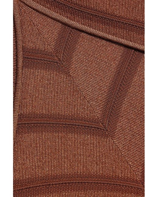 Zimmermann Brown Striped Stretch-Knit Halterneck Midi Dress
