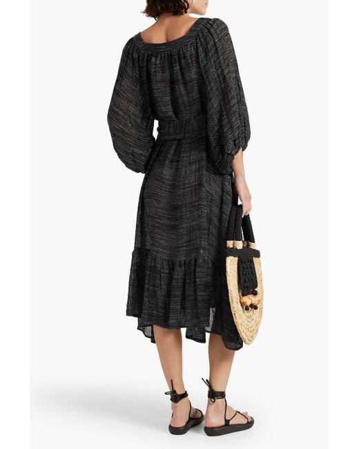 Lisa Marie Fernandez Black Laure Linen-blend Gauze Midi Dress