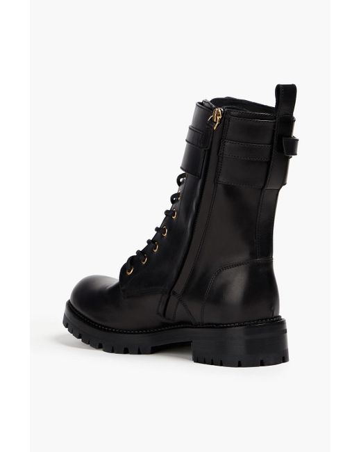 Versace Black Embellished Leather Combat Boots