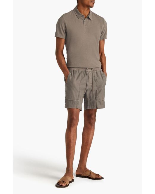 James Perse Green Lyocell And Linen-blend Twill Shorts for men