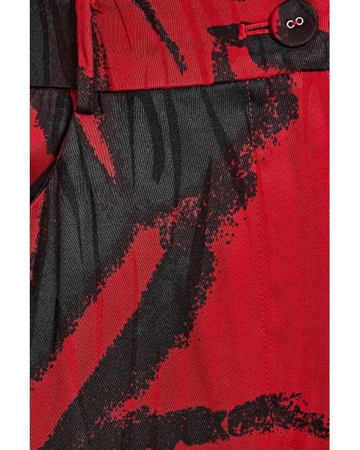 Diane von Furstenberg Red Adelaide Printed Satin-jacquard Wide-leg Pants