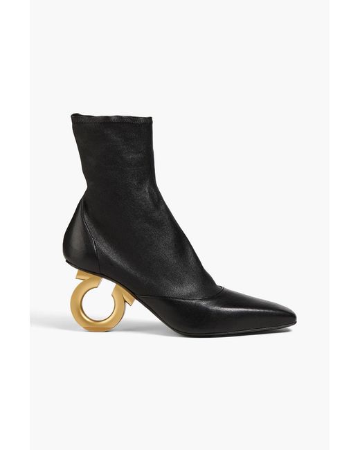 Ferragamo Black Adhar Leather Ankle Boots