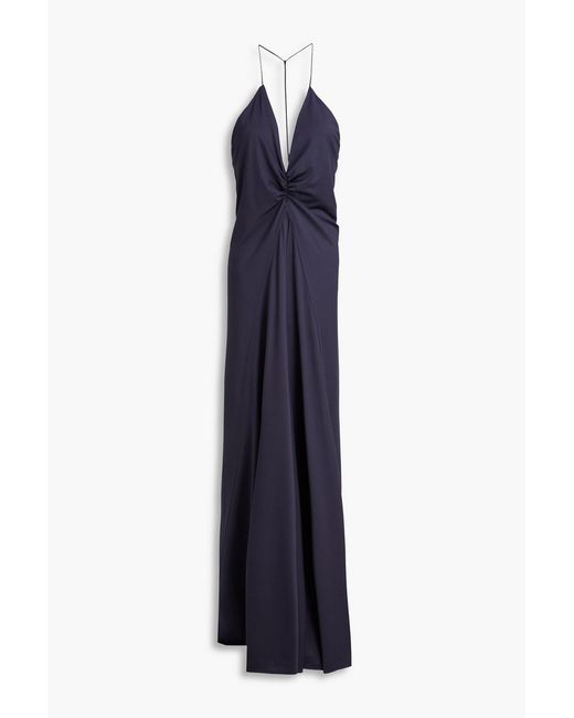 Victoria Beckham Blue Draped Stretch-Jersey Maxi Dress