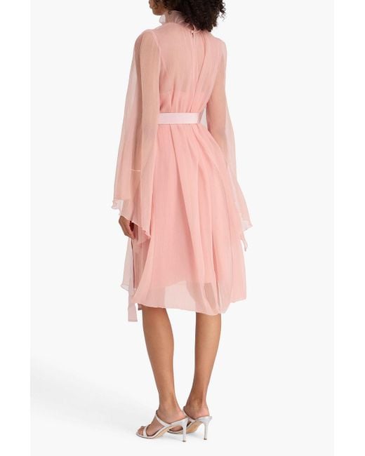 Max Mara Pink Alma drapiertes kleid aus seidenkrepon mit gürtel