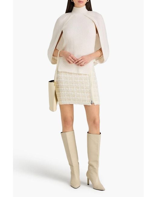 Jonathan Simkhai Natural Cape-Effect Ribbed Cashmere Turtleneck Sweater