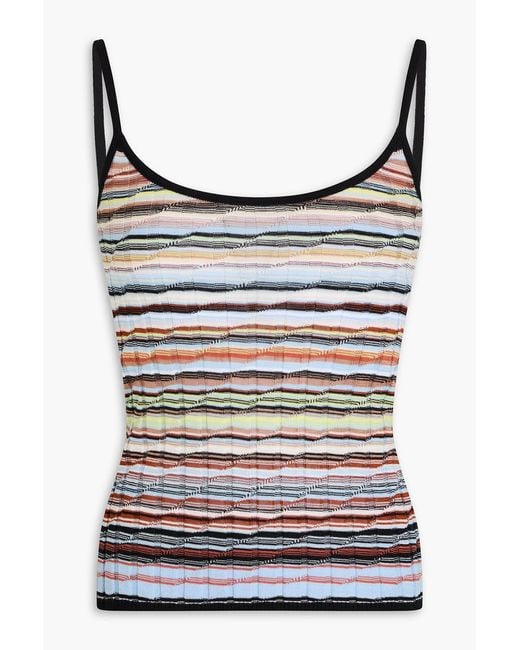 Missoni Gray Ribbed Space-Dyed Cotton-Blend Tank