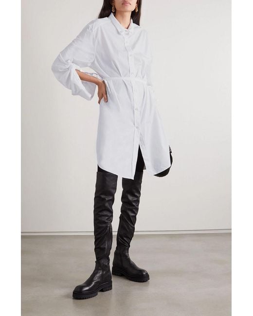 Ann Demeulemeester White Belted Cotton-Poplin Shirt
