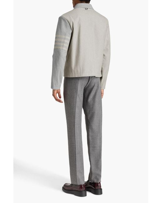 Thom Browne Gray Striped Two-Tone Denim Jacket for men