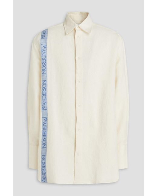 J.W. Anderson White Jacquard-trimmed Cotton And Linen-blend Shirt for men