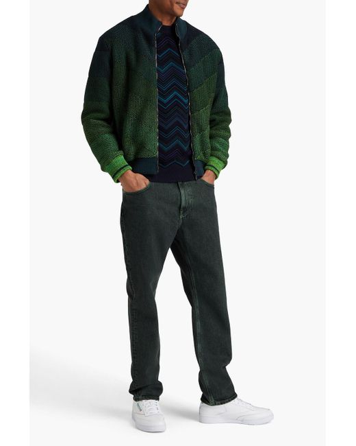 Missoni Green Quilted Dégradé Bouclé-knit Bomber Jacket for men