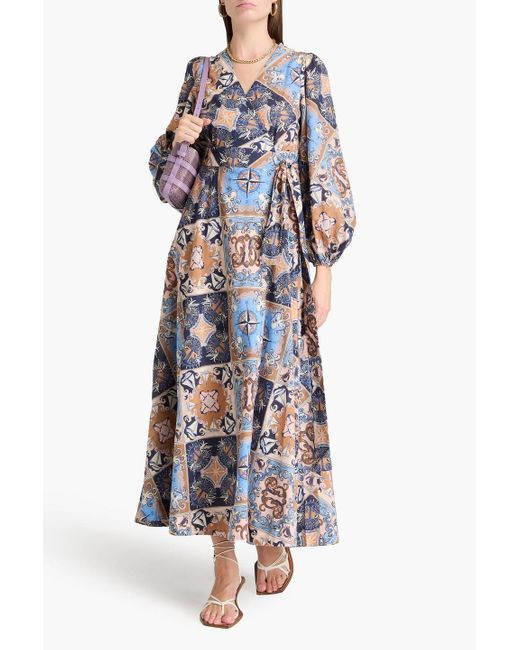 Zimmermann Multicolor Patchwork-effect Printed Cotton-voile Midi Wrap Dress