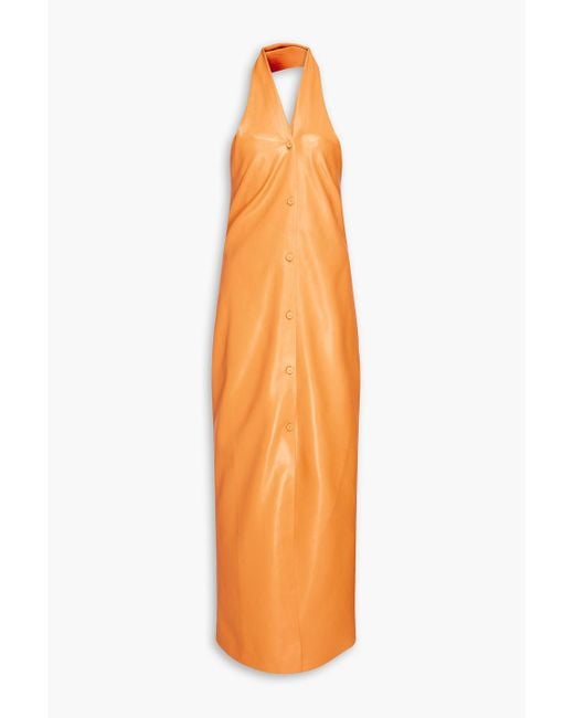Nanushka Orange Elima Okobor Halterneck Maxi Dress