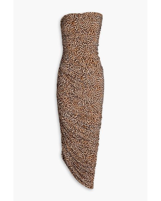 Norma Kamali Brown Diana Strapless Leopard-print Stretch-jersey Maxi Dress