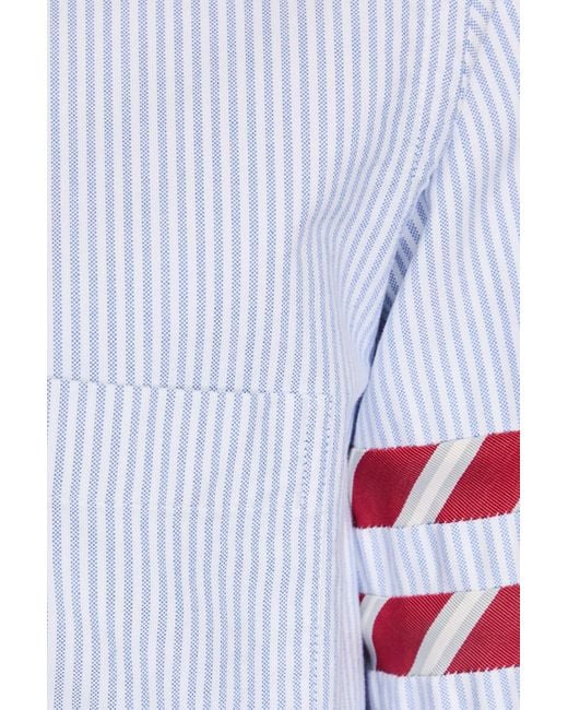 Thom Browne Blue Striped Cotton-oxford Shirt for men