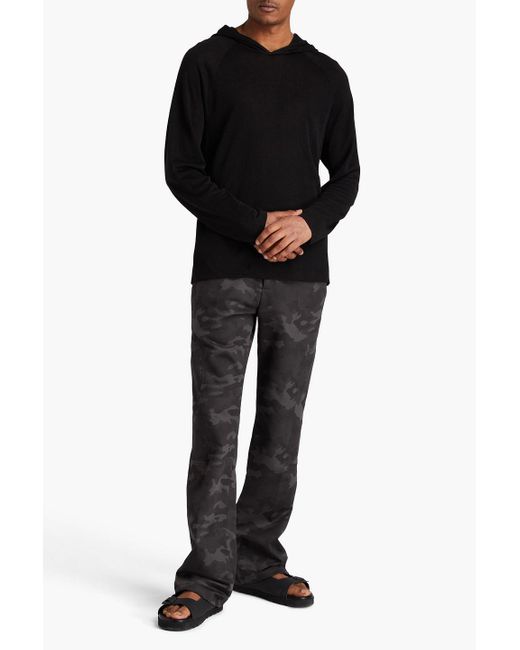 James Perse Black Linen-blend Hooded Sweater for men