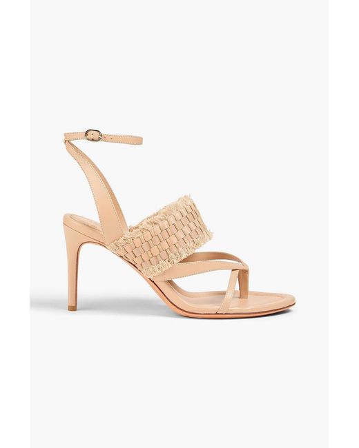 Alexandre Birman White Kate 85 Fringed Leather Sandals