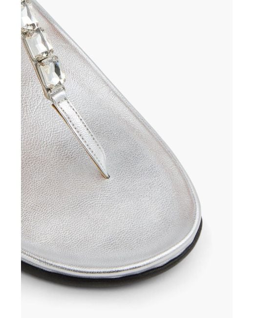 Ancient Greek Sandals White Katerina Crystal-embellished Leather Slingback Sandals