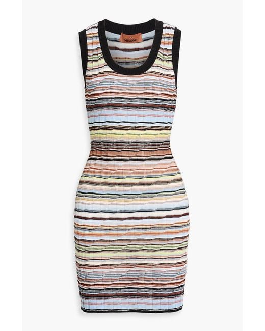 Missoni Black Space-Dyed Ribbed Cotton-Blend Mini Dress