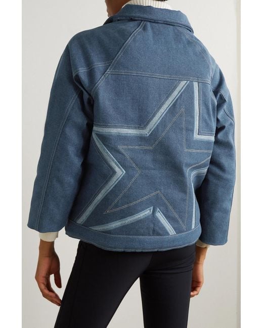 Perfect Moment Blue Corentine wattierte jeansjacke mit stickereien