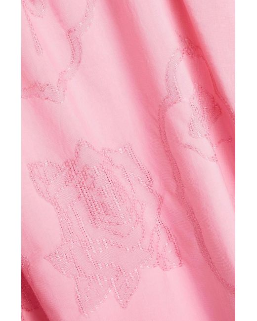 Boutique Moschino Pink Gerafftes minikleid aus baumwoll-jacquard mit schleife