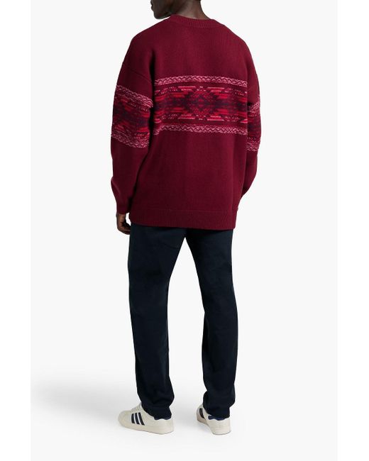 Isabel Marant Red Fair Isle Wool-blend Sweater for men