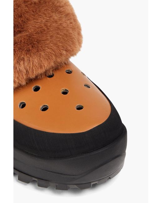Stella McCartney Brown Trace Faux Fur, Faux Leather And Rubber Slingback Clogs