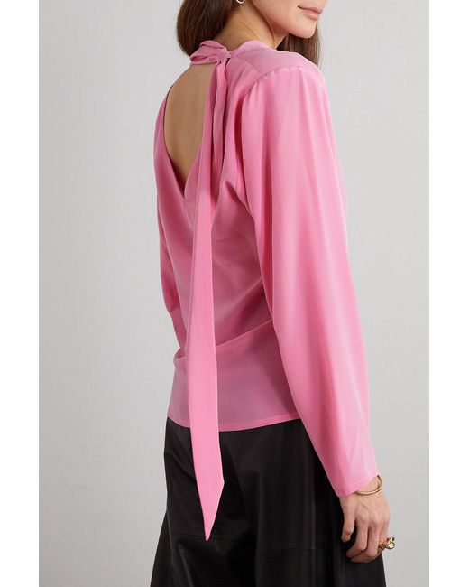 Envelope Pink Throw Draped Silk Crepe De Chine Top