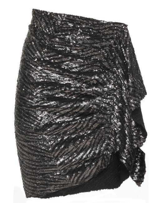 IRO Synthetic Saria Draped Sequined Woven Mini Skirt in Metallic | Lyst ...