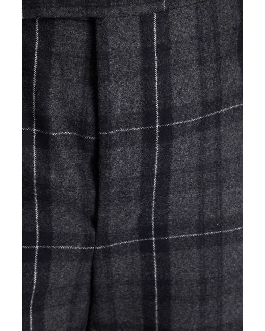 Thom Browne Blue Fit Checked Wool And Cashmere-Blend Flannel Pants for men